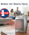 Compact Desktop Ceramic Space Heater With Adjustable Thermostat, Two Heat Settings And Fan Only Mode, Quiet Personal Heater in a living room