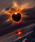 Heart-shaped sunset view with vivid light, for 5D Diamond Painting Kit For Adults Beginners Easy Start Full Drill Round Gem Art Set DIY Dot Art For Home Wall Decor 11.8 By 15.7 Inches With Sparkling Gems And Simple Step By Step Instructions.