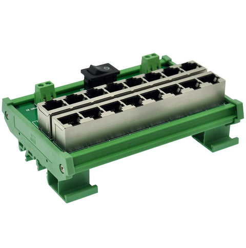 DIN Rail 8 Port Passive PoE Injector Module With RJ45 Power Over Ethernet For APs, Cams, And VoIP Phones, side view
