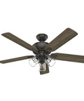 52 Inch Indoor Ceiling Fan With LED Lights And Pull Chain, Bronze Finish, 5 Blades, Ideal For Bedroom, Living Room Or Kitchen