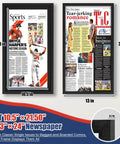 Newspaper Display Frame Set Premium Wood With Clear Acrylic Panel Fits 11 By 22 Up To 13 By 24 Newspapers Wall Mount Or Tabletop Stand Black 3 Pack Slick Gift For Collectors And Home Office Decor diagram
