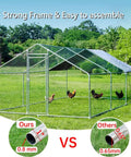 Large Outdoor Metal Chicken Coop With Walk In Run For Backyard Poultry, 19.19 By 9.84 By 6.56 Feet, Waterproof Roof