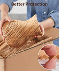 Top Shelf Honeycomb Packing Paper Stretch Roll With Extra Fragile Labels For Moving And Shipping Lightweight Cushion Wrap safely protecting a vase in a box.