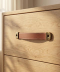 4 Pack Real Leather Cabinet Handles With Screws, brown leather strap on dresser, modern rustic style, easy install