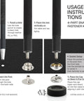 Usage instructions for 4-part snap fastener kit with tools and components for Antique Brass Snap Fasteners 15Mm Heavy Duty Ring Socket Snaps Pack Of 10 Color Plated Solid Brass Press Stud Poppers For Crafts Leatherwork Bags And DIY Projects