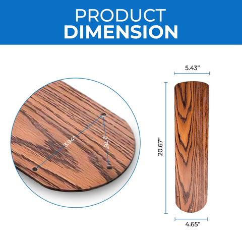 Oak And Walnut Finish 52 Inch Ceiling Fan Blade Replacement Set dimensions detail with measurements in inches.