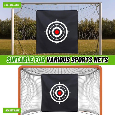 5x5 Ft Golf Target Cloth For Net Replacement With 4 Straps Indoor Outdoor Hitting Target For Practice And Training Aids High Visibility Center Circle 2 Point 4 By 2 Point 4 Feet Easy Mount displayed on sports nets