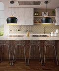 Dope Adjustable Industrial Pendant Light For Kitchen Island Overhangs Black Metal Shade 11.8 Inches Modern Hanging Light Fixtures
