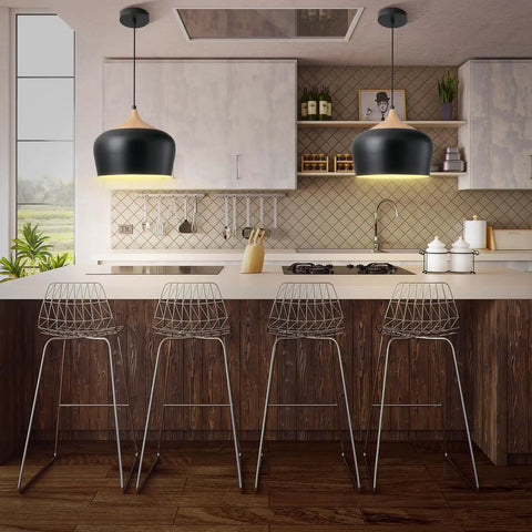 Dope Adjustable Industrial Pendant Light For Kitchen Island Overhangs Black Metal Shade 11.8 Inches Modern Hanging Light Fixtures