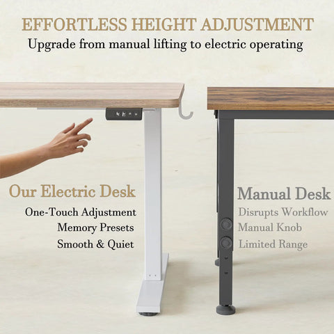 Sleek Tile Adjustable Height Sewing Table features one-touch height adjustment and memory presets for ergonomic ease.