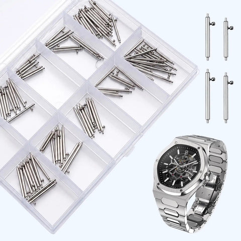 All In One Quick Release Watch Band Pins Kit With 100 Pieces Of 14 To 24mm Spring Bars, Premium 316L Stainless Steel, Includes Tweezers