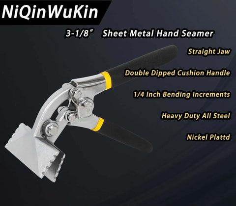 3 Inch Straight Jaw Metal Bender Hand Seamer with ergonomic handle for sheet metal bending and flattening in crafting and DIY projects.