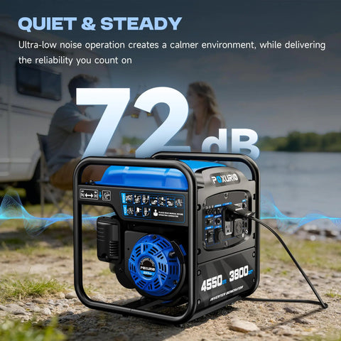 4550 Watt Portable Inverter Generator For Home Use Open Frame Gas Powered Quiet Lightweight Emergency Backup EPA Compliant Eco Mode