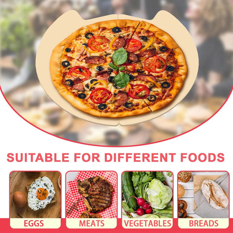 Backyard Pizza Stone Cordierite for outdoor ovens, showing pizza on baking stone suitable for various foods including bread