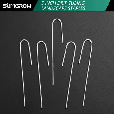 120 Pack Drip Tubing Stakes 5 Inch Galvanized Steel Landscape Staples For One Quarter Inch Or One Eighth Inch Tubing