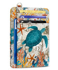Sea Turtle RFID Credit Card Holder Wallet For Women Ultra Slim Front Pocket Card Case With ID Window PU Leather Travel Wallet