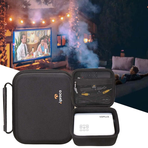 Grab And Go Travel Case Built Different For Voolls Mini Projector showing hard shell design, smooth zippers, and tech storage.