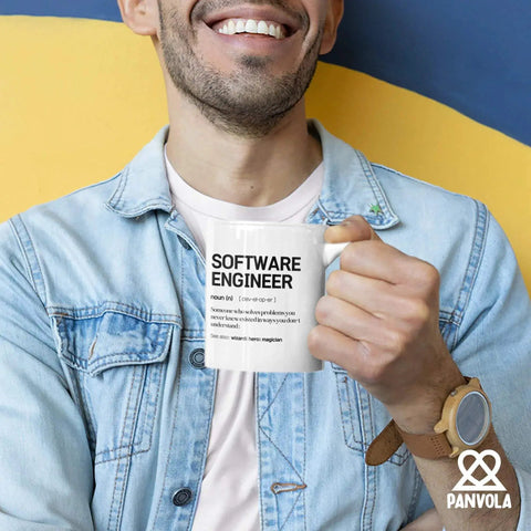 Man holding Engineer Definition Mug A Nerdy Yet Real Talk Engineering Gift For Engineers Graduation Birthday Or Promotion Celebrations Perfect Ceramic Mug 11 Oz White For Coworkers And New Engineers