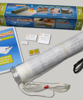 Radiant Floor Heating Mat For Tile And Stone 120V, 15 Sq Ft Coverage, 1.5x10 Mat, Peel And Stick Installation packaging and instructions