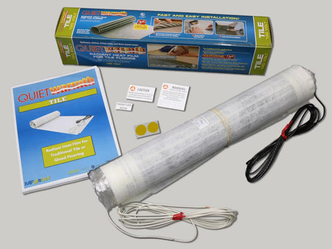Radiant Floor Heating Mat For Tile And Stone 120V, 15 Sq Ft Coverage, 1.5x10 Mat, Peel And Stick Installation packaging and instructions