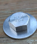 Hex head bolt, 3/8 inch, 304 stainless steel, single bolt on round metal disc