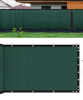 Privacy Screen Fence Mesh Shade Net For Backyard And Garden 4x25 Feet Green 150 GSM HDPE setup with zip ties and fence detail