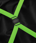 Interior cross straps of the Minecraft Creeper 15 Inch Molded Hardside Carry On Luggage For Kids And Toddlers, Kid Friendly Travel Buddy.