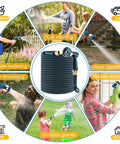 Non Expandable 75 Ft Garden Hose With 10 Function Spray Nozzle Lightweight No Kink Water Hose Durable Leak Proof Construction 360 Degree Swivel Connectors Portable Storage Strap For Easy Yard Cleanup for garden, car, pet, and house use