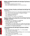 Set of four L-BOXX compatible tool kits, including screwdrivers, hammers, pliers, and L-keys in modular stacking system