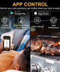 App shows Wireless Bluetooth Meat Thermometer with Dual Ultra-Thin Probes for Spot-On Grilling monitoring grill and alerting user
