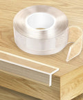 Rock Solid Clear Corner Protectors For Baby Proofing Hella Tough Soft Edge Guards with strong adhesive tape on wooden table.