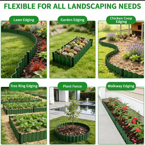 Flexible Landscape Edging Kit 59 Feet With 16 Extra Long Stakes 6 Inch Tall Plastic Border For Yard And Garden Bend To Curves Cut