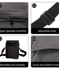 Six Pack Sublimation Bags Blanks For Sport, Shoulder, And Crossbody Bags features zipper, adjustable strap, and resistance to tearing.