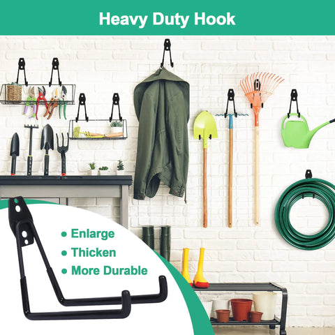 Heavy Duty Garage Wall Hooks Set With 2 Cord Straps 4 Steel Hangers For Tools Bikes Ladders Hose And Garden Gear Built Tough