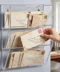 Durable Mail Sorter Organizer for Office and School Desk Rack with labeled slots holding letters and documents