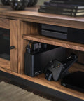 Slim Profile 750VA 450W Standby UPS With Simulated Sine Wave Backup Power, Eight NEMA Outlets, under a wooden shelf