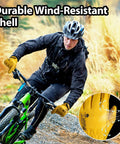 Cyclist wearing ANSI A9 Cut Resistant Leather Work Gloves With Reinforced Fingertips And Palm PM3401 Cowhide Safety Gloves Size L
