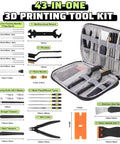 43 Piece 3D Printer Tools Kit For All FDM And SLA Printers With Nozzle Cleaning Tools Removal Scrapers and more in a storage bag