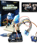 Earth Observer STEM Coding Kit: Build And Code Your Own Satellite To Track Earth Climate From Space, Hands On Learning With Step By Step Guides For Ages 13 And Up, kit box with Arduino, breadboard, wires, sensors