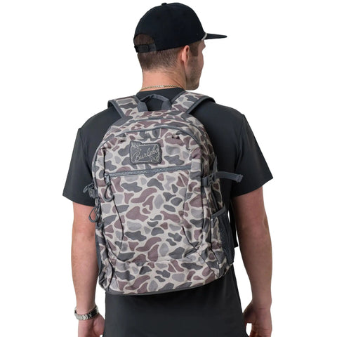 Man wearing Deer Camo Backpack For School And Everyday Outdoor Adventures 25L Capacity With Ample Storage Durable 100 Percent Polyester