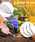 Three Prong Root Rake For Gardening Stainless Steel Easy To Use Soil Loosener Tool Set For Bonsai And Plants Durable Corrosion Resistant Rake Great For Roots And Soil Aeration For Plant Nerds used in soil with flowers