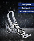 2 Pack 316 Stainless Steel Toggle Latch Clamp For Marine Cabinets And Boxes, Heavy Duty Lever Handle in rain showcasing durability