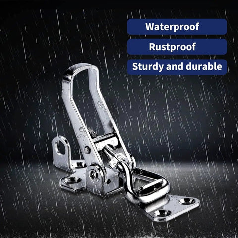 2 Pack 316 Stainless Steel Toggle Latch Clamp For Marine Cabinets And Boxes, Heavy Duty Lever Handle in rain showcasing durability