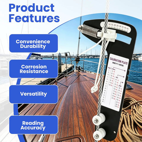 Hands Free Sailboat Rigging Tension Gauge For Standing Rigging And Forestays Reads 2000 Lbs While You Pull Works With Three Sixteenths Seven Thirty Seconds And One Quarter Inch Cable Diameters Portable Force Gauge For Solo Tuning on sailboat rigging