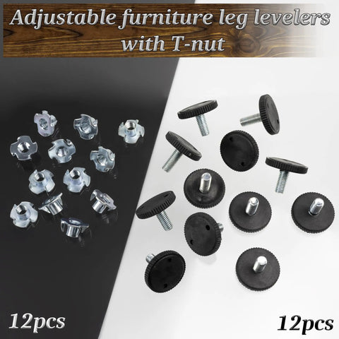 12 Pack Adjustable Furniture Jack Feet And 12 M8 X 11 Impact Claw Nuts For Wood Fitting Leveling And Woodworking Projects Quick Screw In