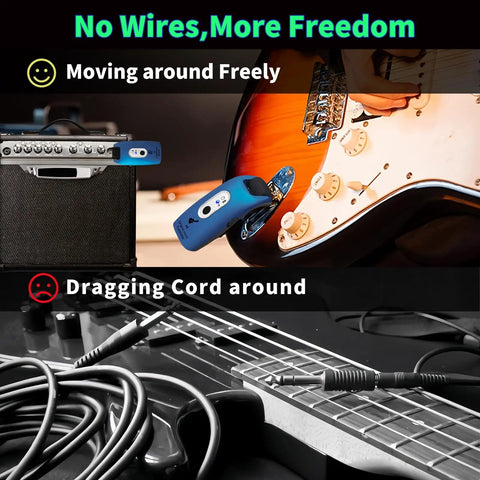 2.4GHz Wireless Guitar System For Electric Guitar And Bass With No Latency, 100 Ft Range, 270 Degree Rotatable Plug in use
