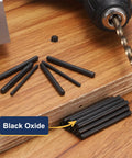 15 Pack 4mm By 30mm Black Oxidized Dowel Pins 304 Stainless Steel Cylindrical Shelf Pegs on wooden surface