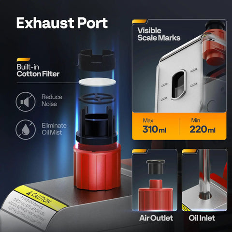 No Sweat 110V Single Stage Rotary Vane Vacuum Pump Packing Solid One Quarter Horsepower And Rapid 3.5 Cfm Pull For Ac Service Tasks With Straight Setup And Chill Operation exhaust port with built-in cotton filter for noise reduction and oil mist elimination.