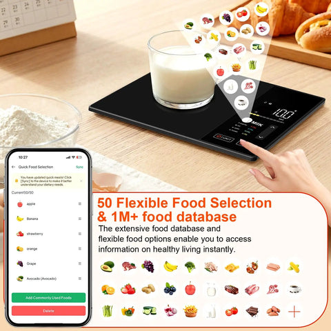 Kitchen Food Scale With Nutritional Calculator And Calorie Fat Carbs Protein Tracker, Free App, Barcode Scan, in kitchen setup