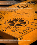 Close-up of wooden gears from Steampunk 3D Puzzle Clock Kit For Adults With 378 Pieces Including 43 Spare Parts DIY Mechanical Wall Clock